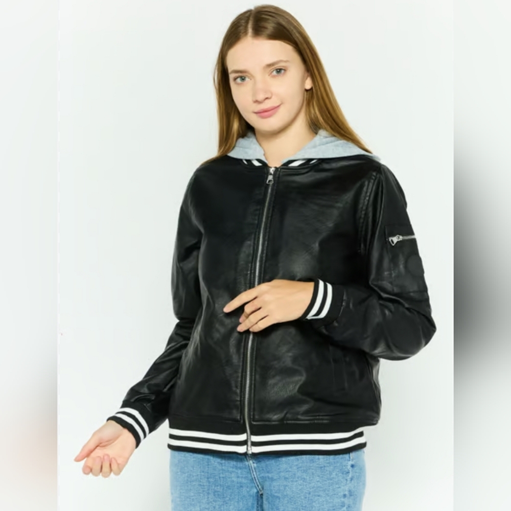 Madden Girl Faux Leather Bomber Jacket